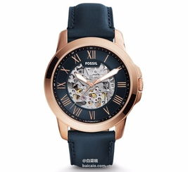 复古风潮再起 Fossil Grant系列男士镂空自动机械表，85折优惠加免费直邮，560元尽享机械魅力